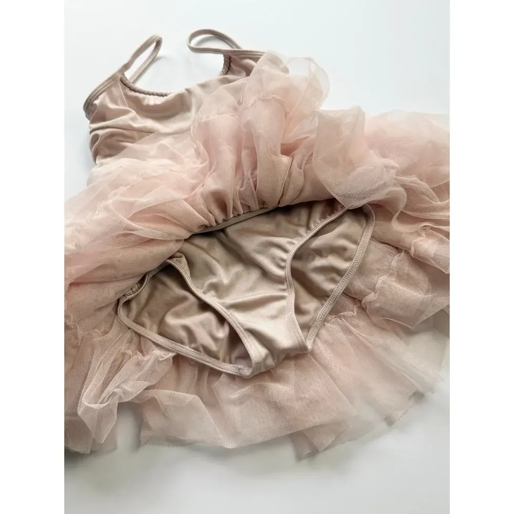 Bloch Girls Champagne Shimmer Tutu Dress Size 6X-7 Ballet